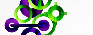 Minimum geometrik soyut arkaplan. Çember, çizgi ve yuvarlak şekiller tasarımı. Duvar kağıdı, afiş, arkaplan veya iniş için moda tekno iş şablonu