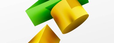 Metalik 3d şekil vektör geometrik arkaplan. Duvar kağıdı, afiş, arkaplan veya iniş için moda tekno iş şablonu