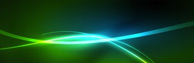 Neon parlayan sıvı dalga çizgileri, sihirli enerji uzay ışığı konsepti, soyut arka plan duvar kağıdı tasarımı