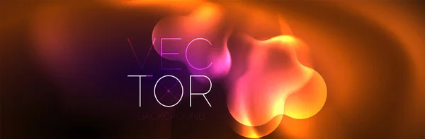 Glowing Neon Lights Abstract Shapes Composition Magic Energy Concept Template — Stok Vektör