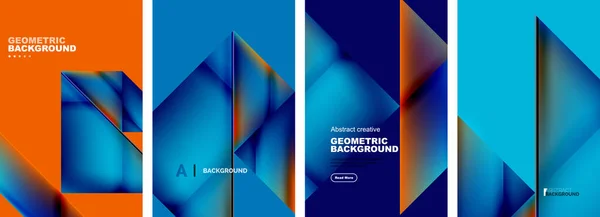 Ensemble Fonds Abstraits Chevauchement Triangles Avec Conception Gradients Fluides Collection — Image vectorielle