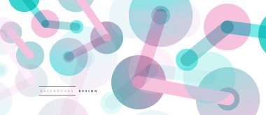 Soyut arkaplan. Yuvarlak noktalar çizgilerle birleşti. Duvar kağıdı, afiş, arkaplan veya iniş için moda tekno iş şablonu