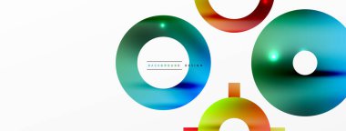 Minimum geometrik soyut arkaplan. Parlak ve parlak daire, çizgi ve yuvarlak şekiller tasarım. Duvar kağıdı, afiş, arkaplan veya iniş için moda tekno iş şablonu