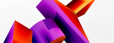 Metalik 3d şekil vektör geometrik arkaplan. Duvar kağıdı, afiş, arkaplan veya iniş için moda tekno iş şablonu