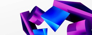 Vektör 3d soyut arkaplan. Şekiller 3 boyutlu üçgen ve silindir. Duvar kağıdı, afiş, arkaplan veya iniş için moda tekno iş şablonu