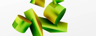 Metalik 3d şekil vektör geometrik arkaplan. Duvar kağıdı, afiş, arkaplan veya iniş için moda tekno iş şablonu