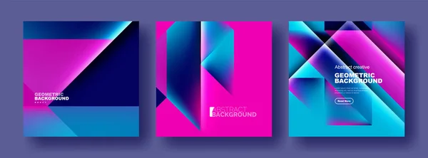 Set Abstract Backgrounds Overlapping Triangles Fluid Gradients Design Collection Covers — Stock Vector