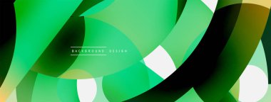 Yuvarlak şekiller daireler ve diğer geometrik şekiller. Duvar kağıdı afişi arkaplan kartı veya iniş sayfası için vektör illüstrasyonu