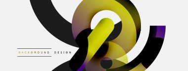 Yuvarlak şekiller daireler ve diğer geometrik şekiller. Duvar kağıdı afişi arkaplan kartı veya iniş sayfası için vektör illüstrasyonu