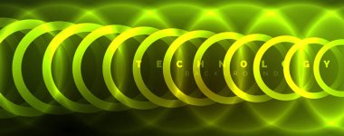 Neon parlak daireler soyut arkaplan, teknoloji enerji alanı ışık konsepti, soyut arkaplan duvar kağıdı tasarımı