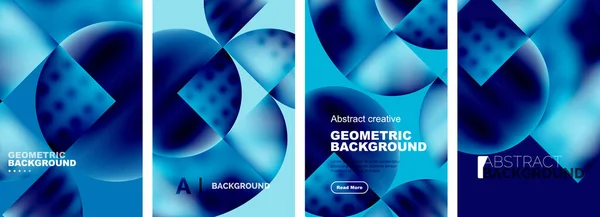 Serie Poster Geometrici Astratti Vettoriali Raccolta Sfondi Copertine Modelli Volantini — Vettoriale Stock