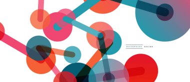 Soyut arkaplan. Yuvarlak noktalar çizgilerle birleşti. Duvar kağıdı, afiş, arkaplan veya iniş için moda tekno iş şablonu