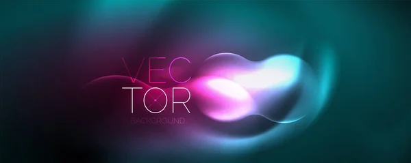 Neon Glowing Waves Magic Energy Space Light Concept Abstract Background — Wektor stockowy