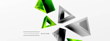 Üçgen soyut arkaplan. 3D vektör temel biçim teknolojisi veya iş konsepti bileşimi. Duvar kağıdı, afiş, arkaplan veya iniş için moda tekno iş şablonu