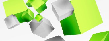 3d vektör soyut arkaplan. Uçan küp kompozisyonu. Duvar kağıdı, afiş, arkaplan veya iniş için moda tekno iş şablonu