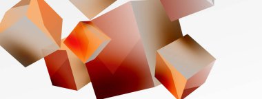 3d vektör soyut arkaplan. Uçan küp kompozisyonu. Duvar kağıdı, afiş, arkaplan veya iniş için moda tekno iş şablonu