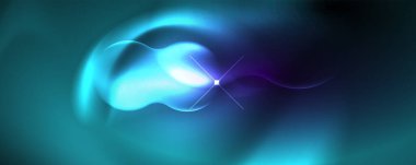 Neon glowing waves, magic energy space light concept, abstract background wallpaper design