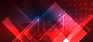 Arkaplanda parlak çizgiler ve geometrik şekiller var. Yapay zeka teknolojisi, engelleme zinciri, dijital, iletişim, 5G, bilim konsepti için karanlık duvar kağıdındaki ışıklar