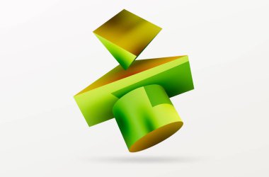 Metalik 3d şekil vektör geometrik arkaplan. Duvar kağıdı, afiş, arkaplan veya iniş için moda tekno iş şablonu