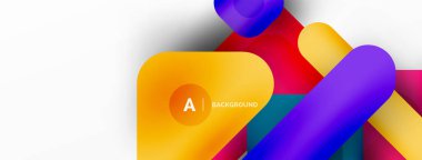 Renkli geometrik şekiller çizgiler, kareler ve üçgenler. Duvar kağıdı, pankart veya iniş sayfası için soyut arkaplan