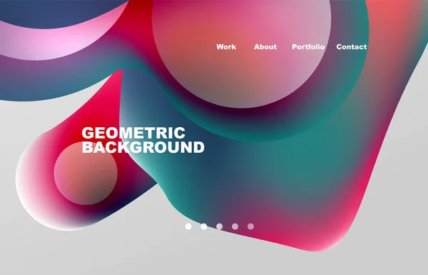 Landing Page Abstract Liquid Background Flowing Shapes Design Circle Web — Stockvector