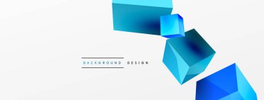 3d vektör soyut arkaplan. Uçan küp kompozisyonu. Duvar kağıdı, afiş, arkaplan veya iniş için moda tekno iş şablonu