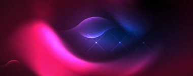 Neon glowing waves, magic energy space light concept, abstract background wallpaper design