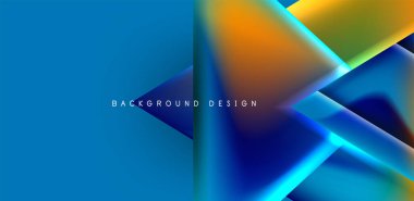 Örtüler, şablonlar, el ilanları, broşürler, afişler için üstüste binen üçgenler ve sıvı gradyanlarla soyut fırın