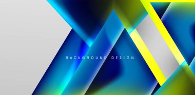 Örtüler, şablonlar, el ilanları, broşürler, afişler için üstüste binen üçgenler ve sıvı gradyanlarla soyut fırın