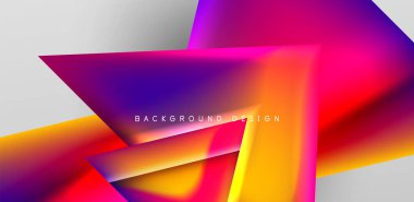 Örtüler, şablonlar, el ilanları, broşürler, afişler için üstüste binen üçgenler ve sıvı gradyanlarla soyut fırın