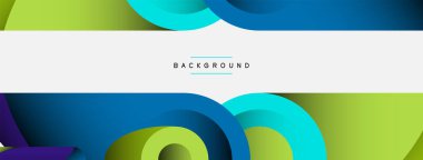 Soyut arkaplan. Minimum geometrik daireler ve koyu gölgeli yuvarlak şekiller. Duvar kağıdı afişi veya arkaplan için moda teknoloji iş şablonu