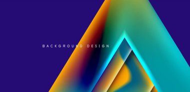 Örtüler, şablonlar, el ilanları, broşürler, afişler için üstüste binen üçgenler ve sıvı gradyanlarla soyut fırın