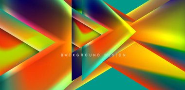 Örtüler, şablonlar, el ilanları, broşürler, afişler için üstüste binen üçgenler ve sıvı gradyanlarla soyut fırın