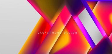 Örtüler, şablonlar, el ilanları, broşürler, afişler için üstüste binen üçgenler ve sıvı gradyanlarla soyut fırın