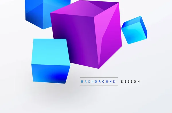 Vector Abstract Background Flying Cubes Composition Trendy Techno Business Template — Stockový vektor