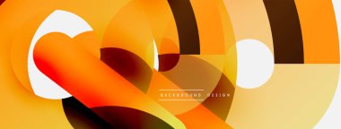 Yuvarlak şekiller daireler ve diğer geometrik şekiller. Duvar kağıdı afişi arkaplan kartı veya iniş sayfası için vektör illüstrasyonu