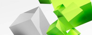 3d vektör soyut arkaplan. Uçan küp kompozisyonu. Duvar kağıdı, afiş, arkaplan veya iniş için moda tekno iş şablonu