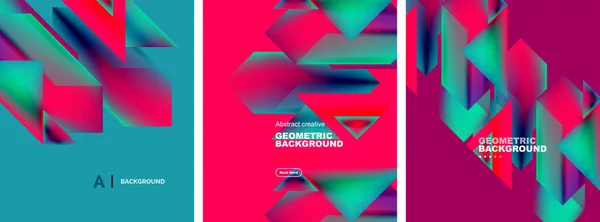 Vektor Uppsättning Abstrakta Geometriska Affisch Bakgrunder Färgglada Former Med Flytande — Stock vektor