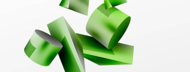 Metalik 3d şekil vektör geometrik arkaplan. Duvar kağıdı, afiş, arkaplan veya iniş için moda tekno iş şablonu