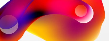 Fluid abstract background. Liquid color gradients composition. Round shapes and circle flowing design for wallpaper, banner, background or landing