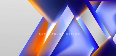 Örtüler, şablonlar, el ilanları, broşürler, afişler için üstüste binen üçgenler ve sıvı gradyanlarla soyut fırın