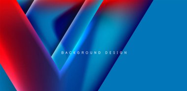 Örtüler, şablonlar, el ilanları, broşürler, afişler için üstüste binen üçgenler ve sıvı gradyanlarla soyut fırın