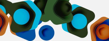 Beyaz arka planda renkli ok şekilleri. Minimum geometrik soyut arkaplan. Duvar kağıdı afişi veya iniş sayfası için vektör illüstrasyonu