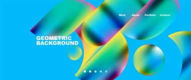 Colorful metallic geometric shapes minimal abstract background