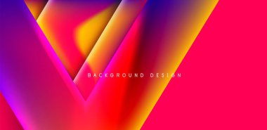Örtüler, şablonlar, el ilanları, broşürler, afişler için üstüste binen üçgenler ve sıvı gradyanlarla soyut fırın
