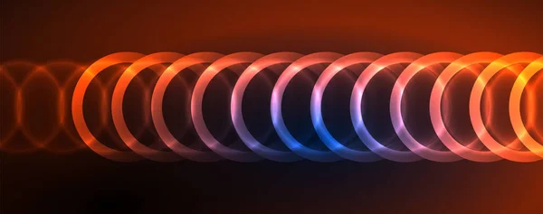 Cercuri Strălucitoare Neon Linii Rotunde Formă Concept Lumină Spațială Energetică — Vector de stoc