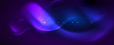 Neon glowing waves, magic energy space light concept, abstract background wallpaper design