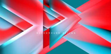 Örtüler, şablonlar, el ilanları, broşürler, afişler için üstüste binen üçgenler ve sıvı gradyanlarla soyut fırın