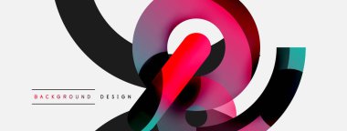 Yuvarlak şekiller daireler ve diğer geometrik şekiller. Duvar kağıdı afişi arkaplan kartı veya iniş sayfası için vektör illüstrasyonu