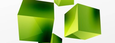 3d vektör soyut arkaplan. Uçan küp kompozisyonu. Duvar kağıdı, afiş, arkaplan veya iniş için moda tekno iş şablonu